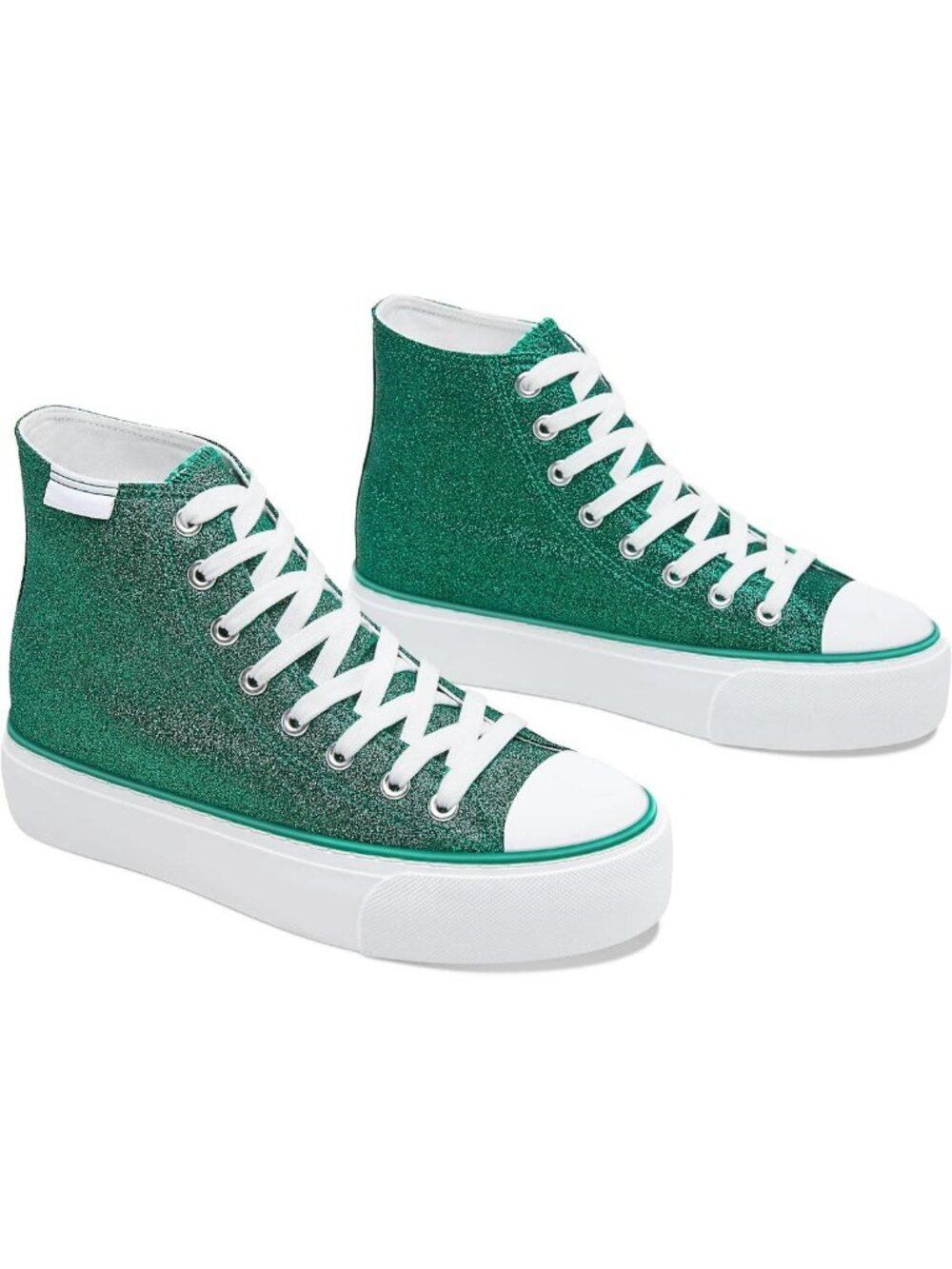 Sparkly Glitter Platform Sneakers for Women | Cute Mid Calf High Top Shoes